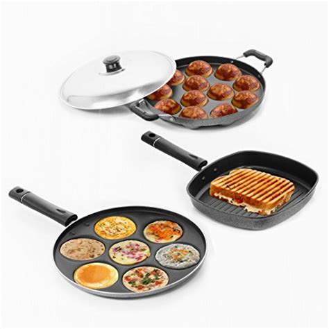 Sumeet Nonstick Essential Combo Set (Multi Snack Maker - 7 Pcs + Grill ...