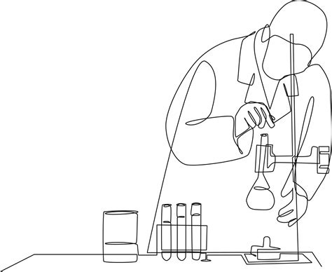 Continuous one line drawing scientist doing some research. laboratory ...