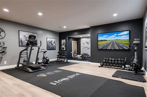 Contemporary home gym with stateoftheart equipment and motivational ...