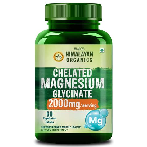 Buy Vlado's Himalayan Organics 2000 mg Chelated Magnesium Glycinate, 60 ...