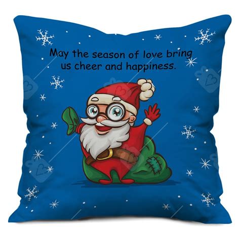 Buy Indigifts Cheerful Santa Print Blue Cushion Cover 12x12 with Filler ...