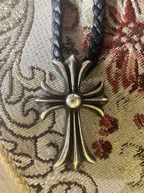 Chrome Hearts Chrome Hearts Cross Leather Braid Bolo Necklace | Grailed