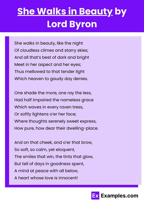 She Walks in Beauty Poem by Lord Byron to Download