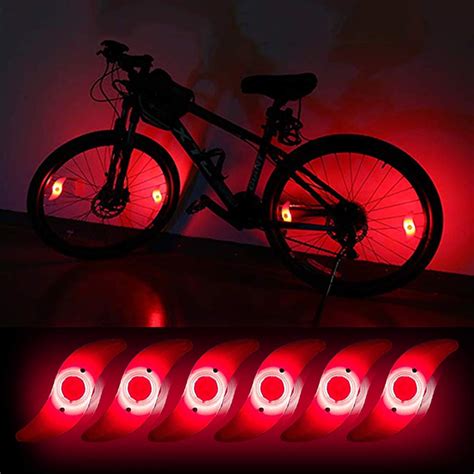 Bike Spoke Lights 6 Pack LED Bike Wheel Lights Red Flashing LED Neon ...