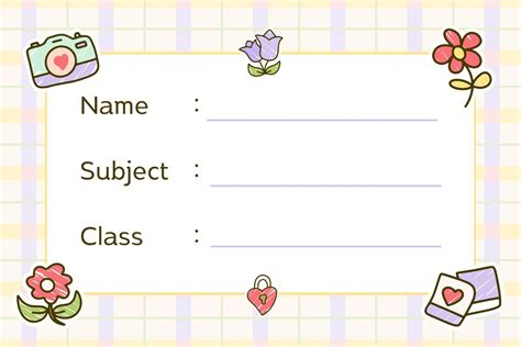 Purple Yellow Cute Doodle School Book Name Label - Templates by Canva ...