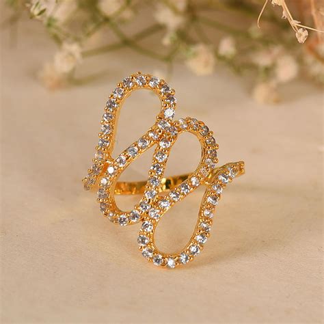 Buy VIRAASI Gold-Plated AD Studded Adjustable Finger Ring Online