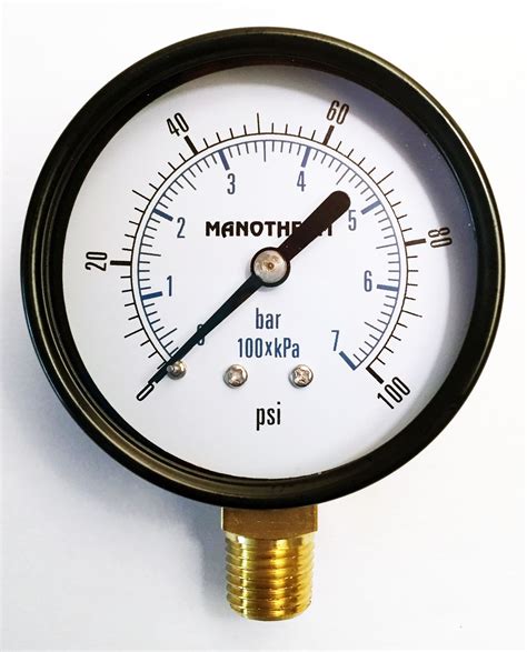 Buy Industrial Pressure Gauges,2-1/2" Dial, 0-100 Psi/Kpa/bar Range, 2. ...