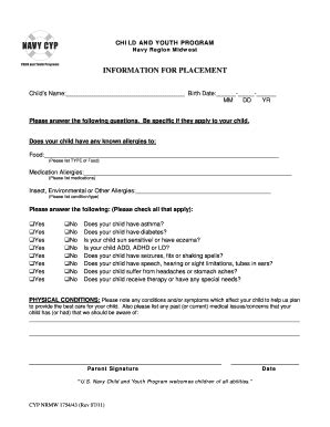 Fillable Online Information for Placement Form Fax Email Print - pdfFiller