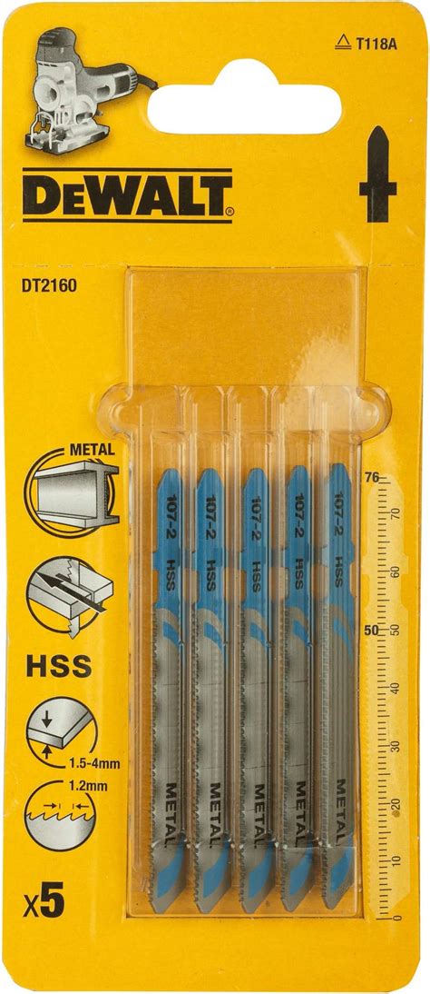 DEWALT DT2160-QZ 76x50mm Jigsaw High Speed Steel Blades for Metal (Pack ...