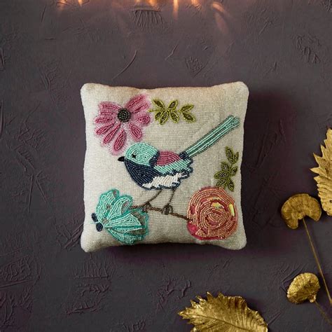 Buy Moksha Fowl Embellished Filled Cushion - 30x30cm from Home Centre ...