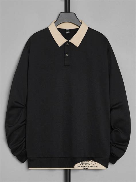 SHEIN Men Letter Graphic Contrast Collar Sweatshirt | Men stylish dress ...