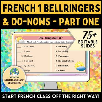 French 1 Bellringers & Do-Nows (Part One) | TPT