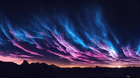 Night sky sunset scenery 4K wallpaper download