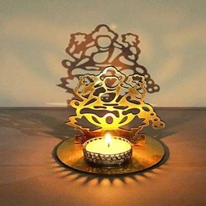 PopTheParty MDF Wood Shadow LAXMI with Diya Gold Plated Table Diya ...