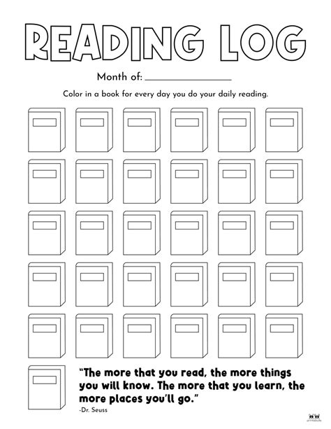 Reading Logs Printable Reading Log