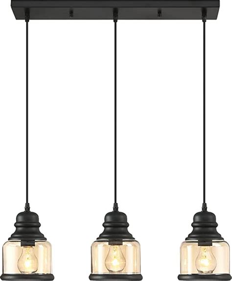 Buy LIGHTZILLIA 3 Amber Round Shade in Linear Hanging Pendant Ceiling ...