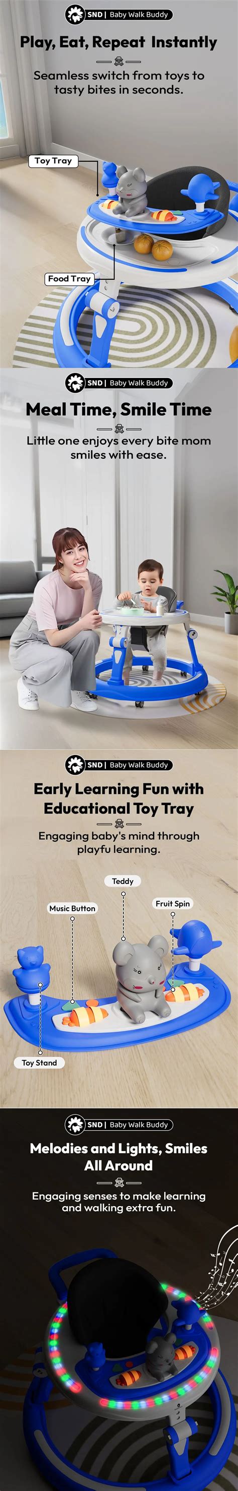 Premium Baby Walker - Multi-functional Infant Push Walker