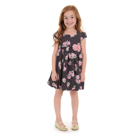 Buy Laura Ashley Girls Cap Sleeve Bubble Hem Dress, Black/Pink, 2T at ...