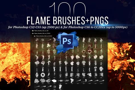 100 Photoshop Flame Brushes + PNGs | Brushes ~ Creative Market