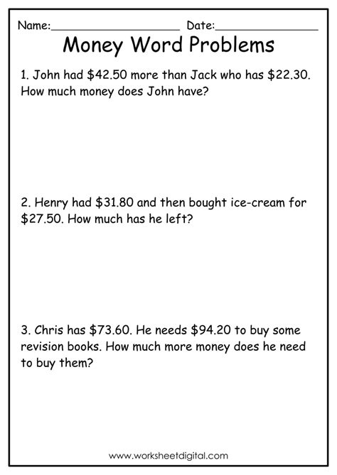 Money Math Problems Worksheets 的图像结果