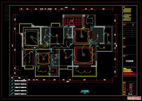 家装CAD图纸[24],东南亚风格6居室大平层CAD施工图附效果图-齐生设计职业学校