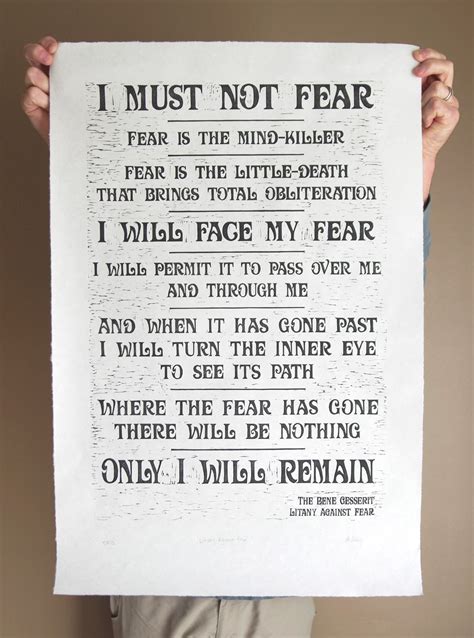 Litany Against Fear Print, Dune Poster, I Must Not Fear, Fear is the ...
