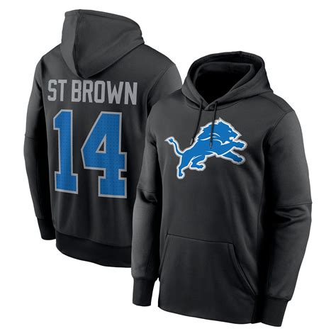 Men's Nike Amon-Ra St. Brown Black Detroit Lions Player Name & Number ...