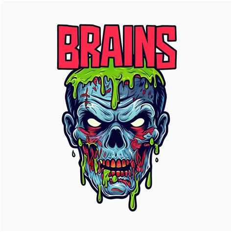 Neon Horror Comic Zombie Holding Glowing Brain Art - Playground