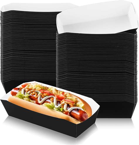 Yeaqee 100 Pcs 7" Paper Hot Dog Trays Disposable Paper Food Nacho Boats ...