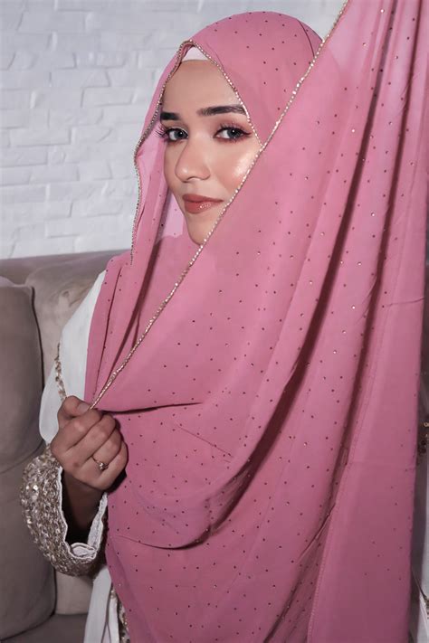 Rhinestone Hijab - Rose – anahco