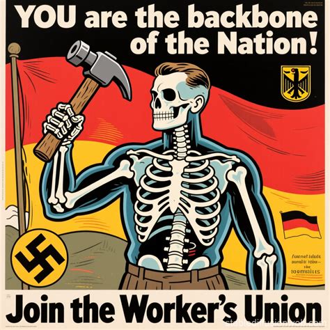 generate me a german styled poster which depicts the x ray of a man ...