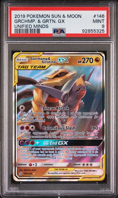 2019 Pokemon Sun & Moon Unified Minds 146 Garchomp & Giratina Gx PSA 9 ...
