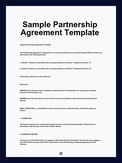 Partnership Agreement Template 的图像结果