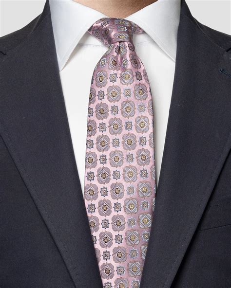 Red Silk Tie — Medallion Pattern - Eton