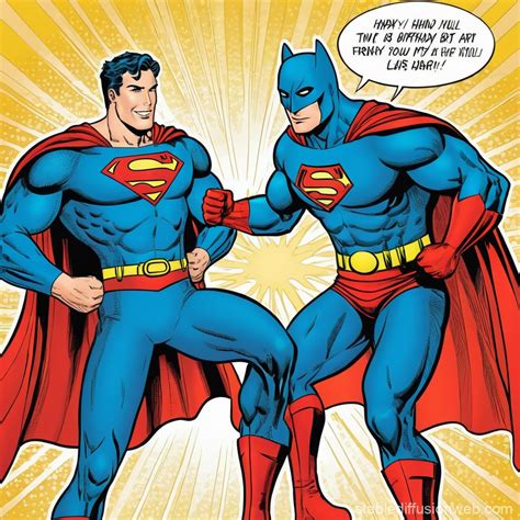 Funny Superhero Birthday Card with Friends | Stable Diffusion Online