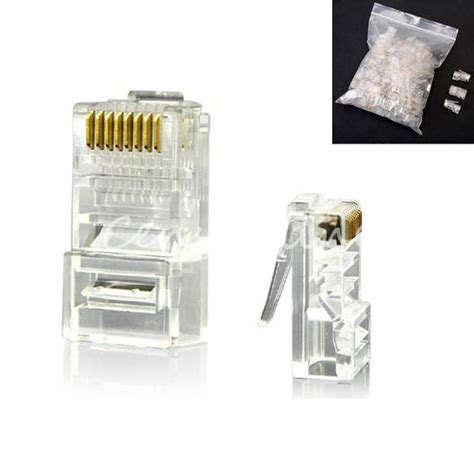 Xiaokeis 100 Pcs RJ45 Connector, Network Plug for CAT5 CAT5E CAT6 ...