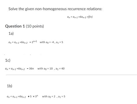 Image result for Homogeneous and Non Homogeneous Recurrence Relation Questions
