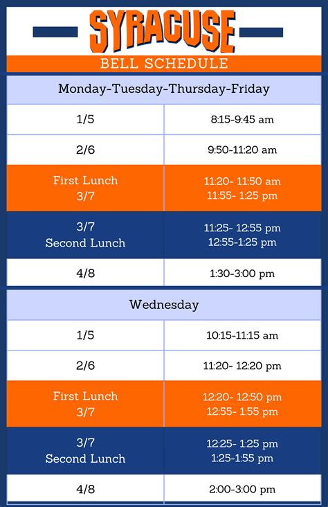 Bell Schedule | Syracuse Junior High