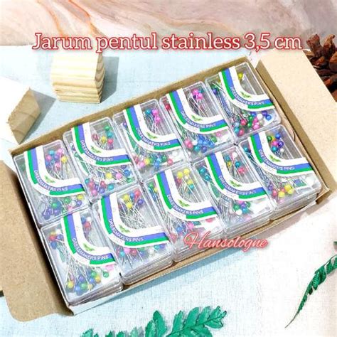 Jual jarum pentul bahan stainless ukuran 3,5cm isi 30an - 1 kotak ...