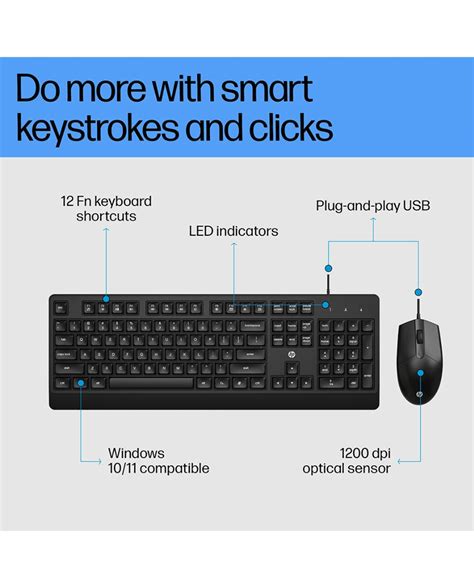 HP KM180 Keyboard & Mouse Wired USB Desktop Keyboard (Black)