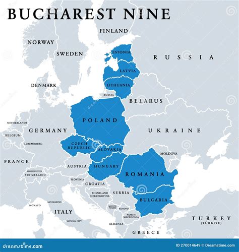 Bucharest Nine Members, or Also Bucharest Format, Political Map Stock Vector - Illustration of ...