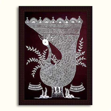 Tamatina Traditional Saura Wooden Texture Framed Canvas Painting ...