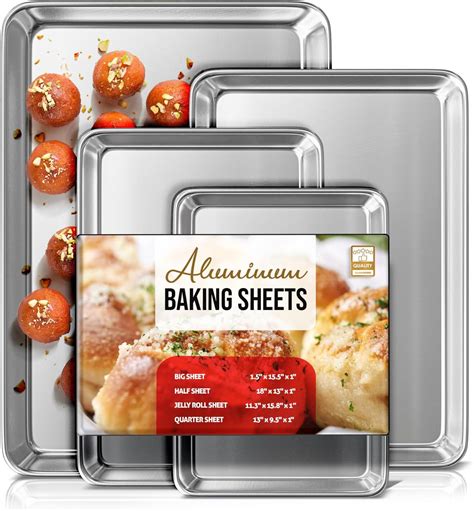 Amazon.com: Eatex Aluminum Baking Sheet Set, 4 Pack Cookie Sheets, Warp ...