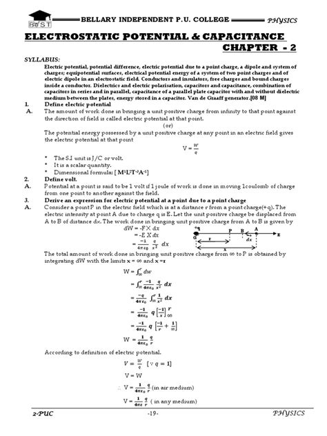 Electrostatic Potential and Capacitance Notes 的图像结果