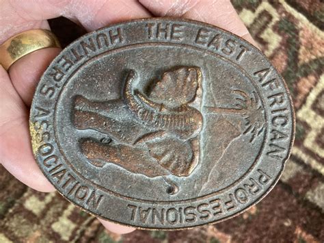 RARE The East African Professional Hunters Association Bronze c1900 Car ...