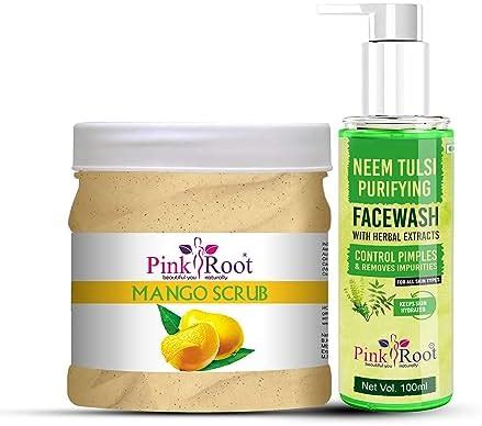 Pink Root Neem Tulsi Purifying Face Wash 100ml with Mango Scrub 500gm ...