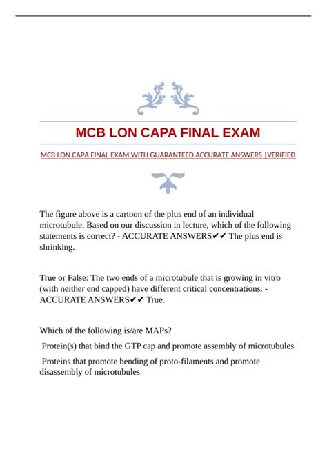MCB LON CAPA FINAL EXAM WITH GUARANTEED ACCURATE ANSWERS |VERIFIED ...