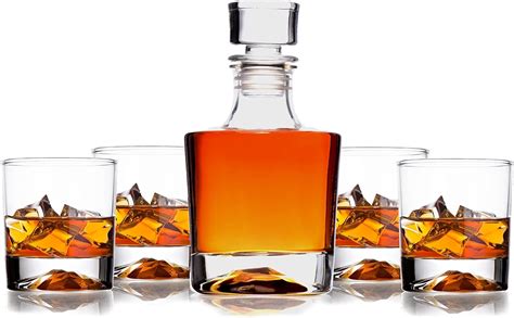Buy Whiskey Decanter Glasses Gift Set - 4 Whiskey Glasses - Airtight ...