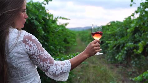 女人在户外葡萄园喝红酒高清图片下载-正版图片303836968-摄图网