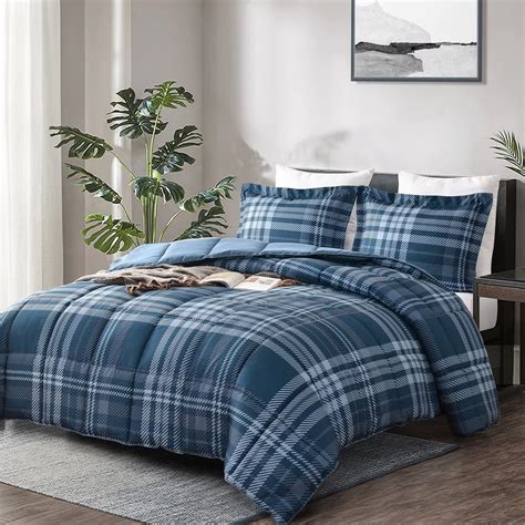 Homelike Moment Plaid Comforter Set, Queen/Full Size Grid Bed ...